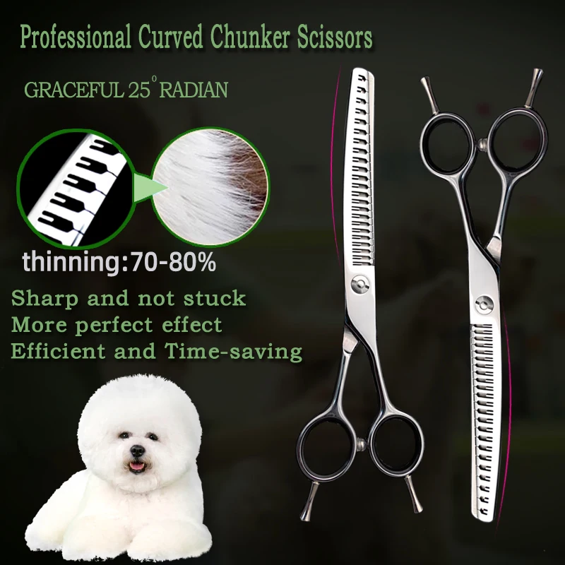 Doppelte Fischgrätenschere aus Edelstahl zum Schneiden von Hundehaaren.