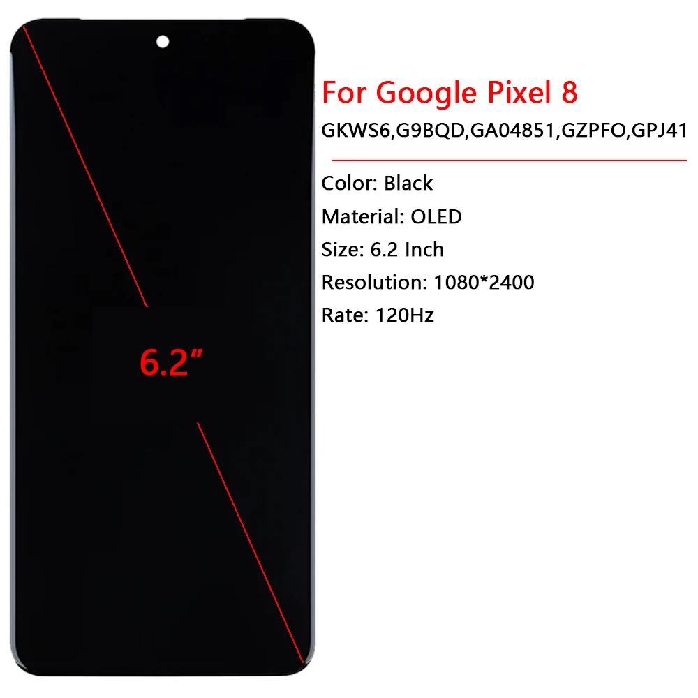 Pixel8 ディスプレイ New Original For Google Pixel 8 GKWS6 G9BQD Display LCD