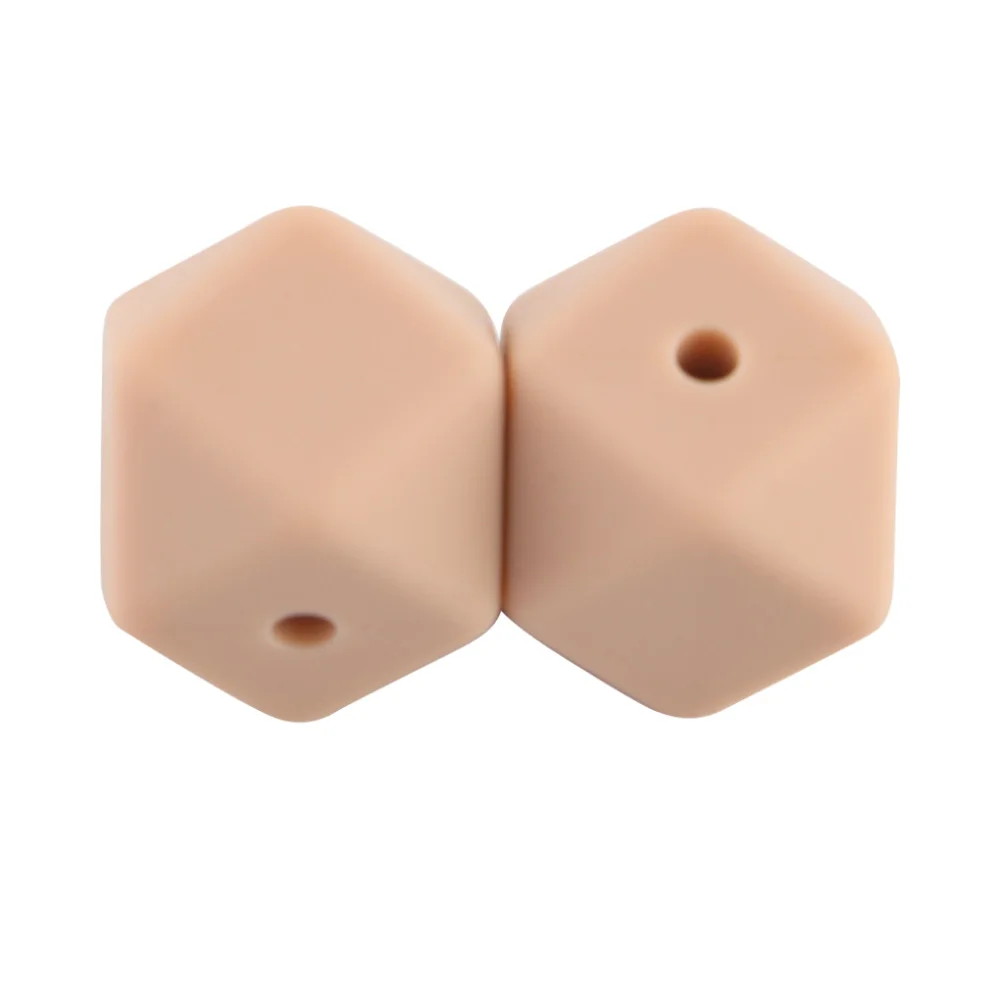 Set of 10 Pearl Hexagon Silicone Beads