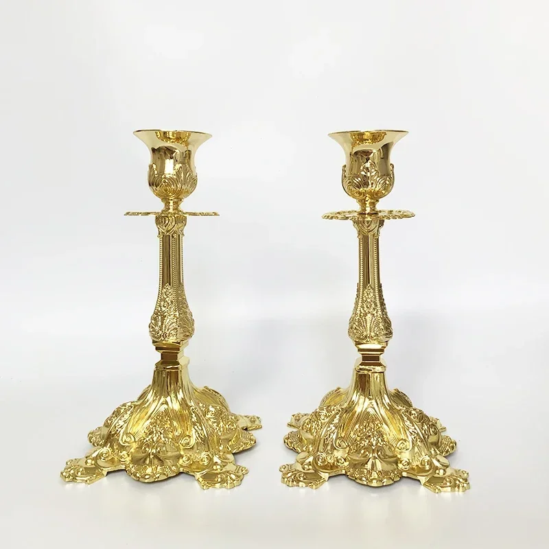 Candle holders Metal Gold Silver Single Arm Candle Holders Home Romantic Candlelight Dinner Props Hotel Wedding Party Stick Candle Stand Decor