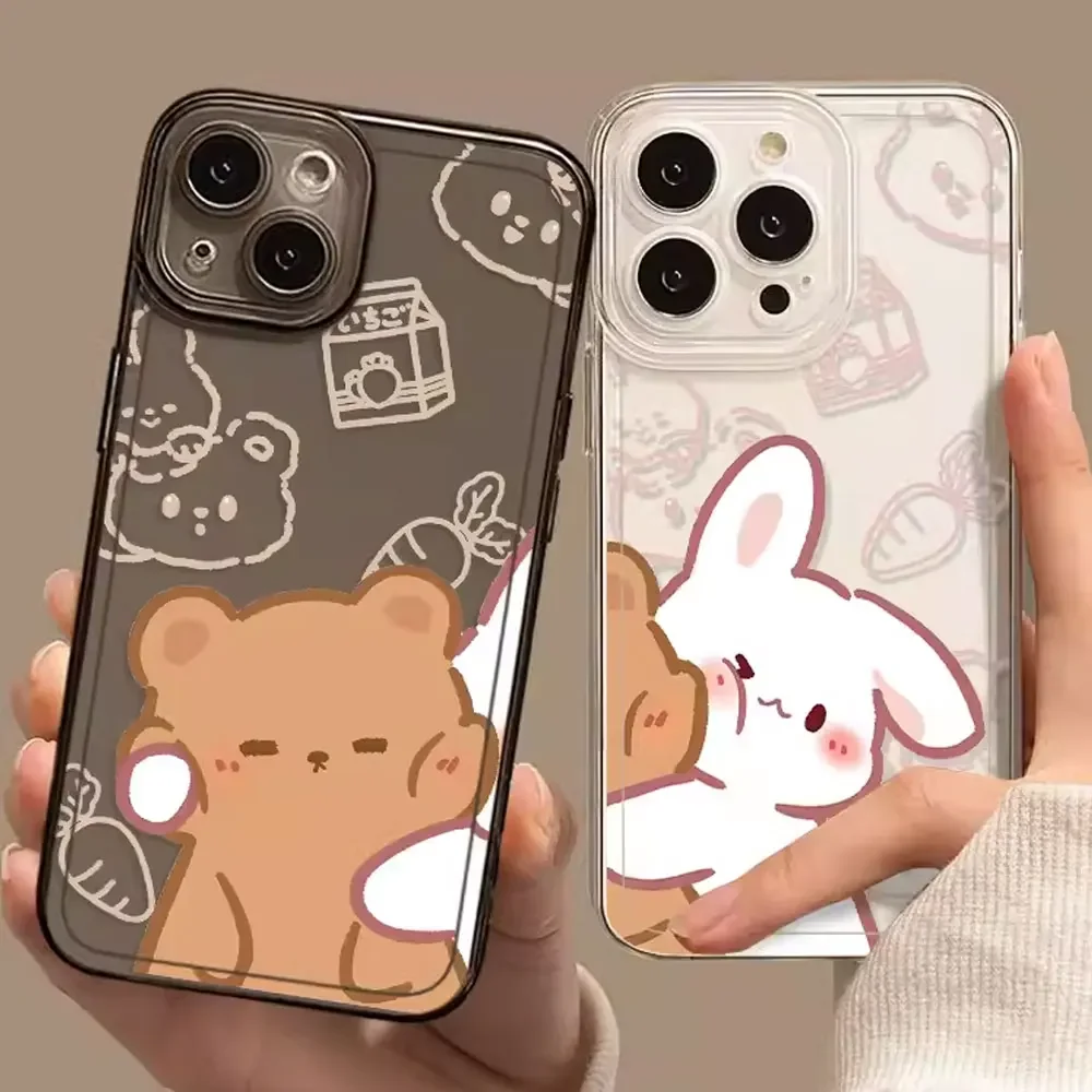 Adorable Bunny Bear Couples Soft Phone Case