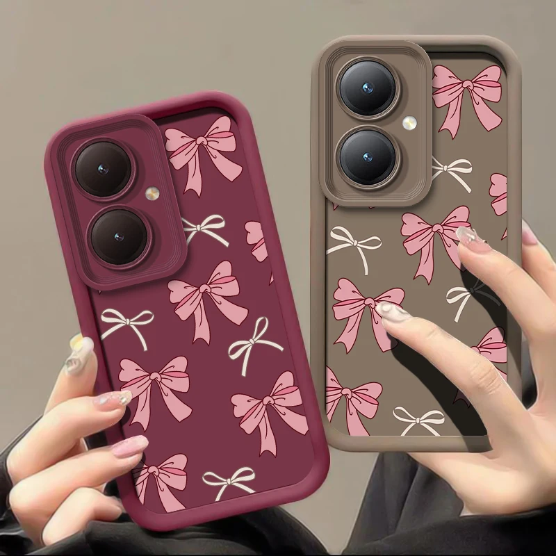 Chic Pink Bow Knot Silicone Shockproof Phone Case - Soft Bumper Design