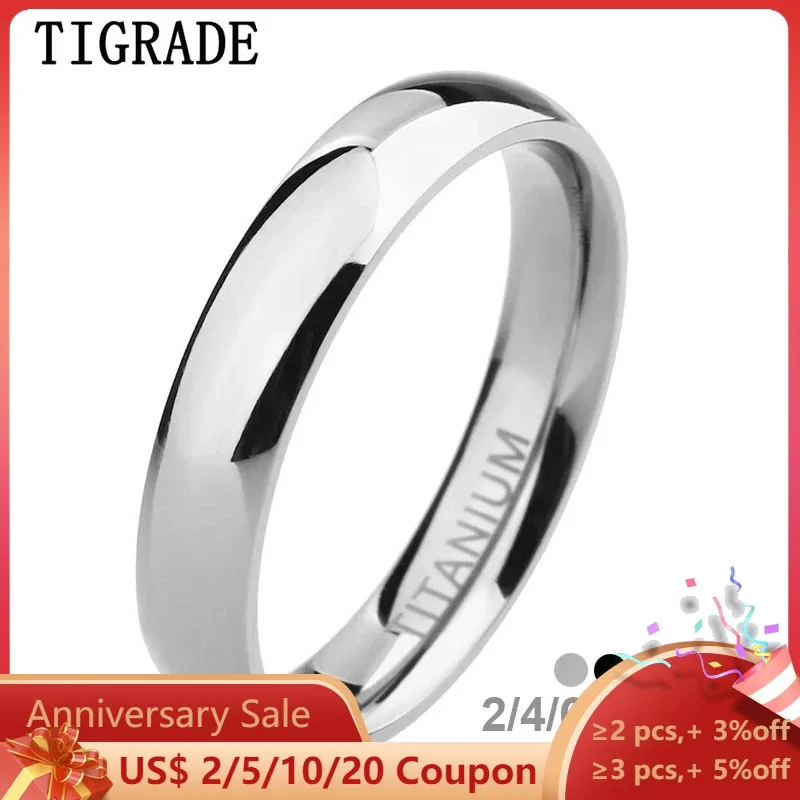 TIGRADE 2/4/6/8mm Mens Wedding Band Polished Women Titanium Simple Engagement Classic Rings Black Silver Color Lady anel 3-15 1