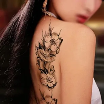New 5 Sheets of Waterproof Temporary Tattoo Stickers for Ladies Color Sketch Tattoo Stickers Plum Blossom DIY Decals 2
