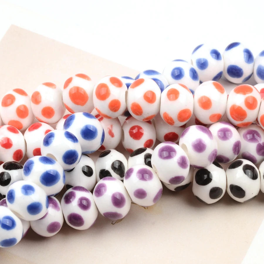 

10pcs 12mm Oblate Soccer Pattern Ceramic Beads For Jewelry Making Necklace Bracelet Earrings Pendant DIY Accessories Making