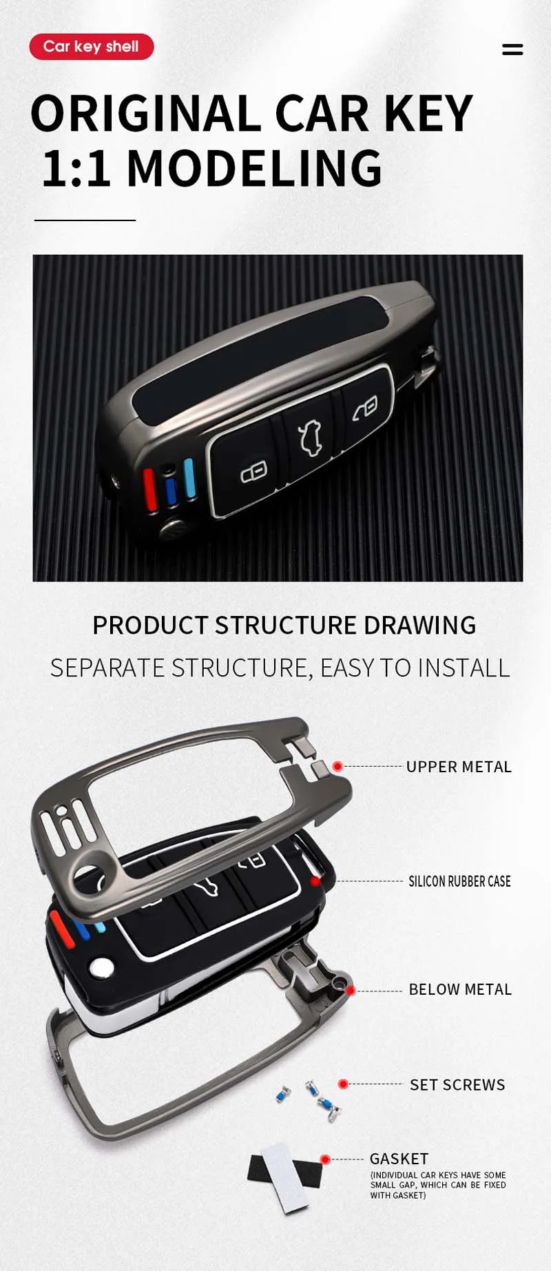 Cover chiate/telecomando per Audi A3 A4 A5 A6L C6 8L 8P B6 B7 B8 C6 RS3 Q3 Q7 TT 8L 8V S3 portachiavi Borsette Protettore Accessori Auto - S8cb163bd6d564d448e06cf413f9db010I