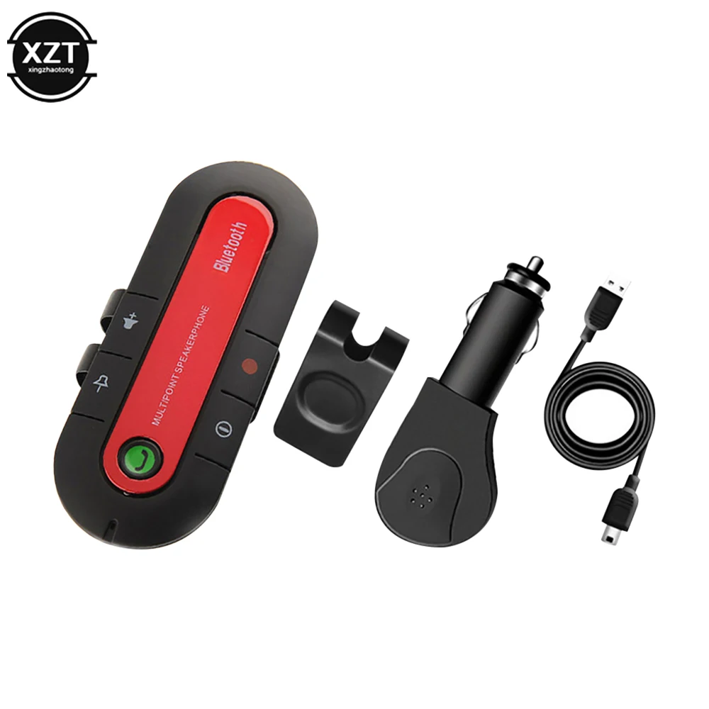 Bluetooth Hands-Free Car Kit with USB Audio Receiver and Visor Clip