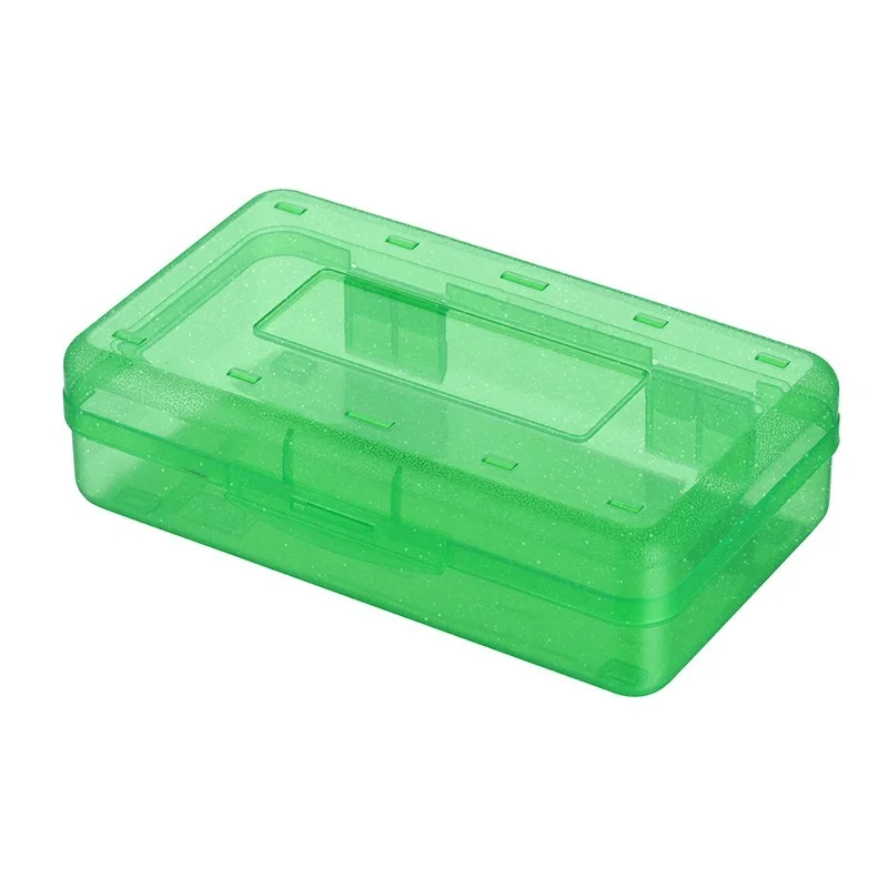 Stationery Box Large Capacity Stackable Design Anti-dirty Transparent Kid  Pencil Box for School Yellow Plastic