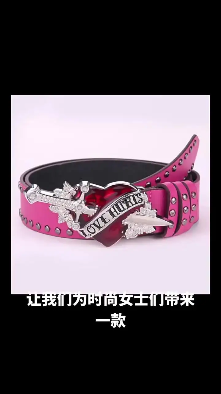 Unisex Jeans Belt Sword Red Heart Goth Y2k Fashion Belts For Women