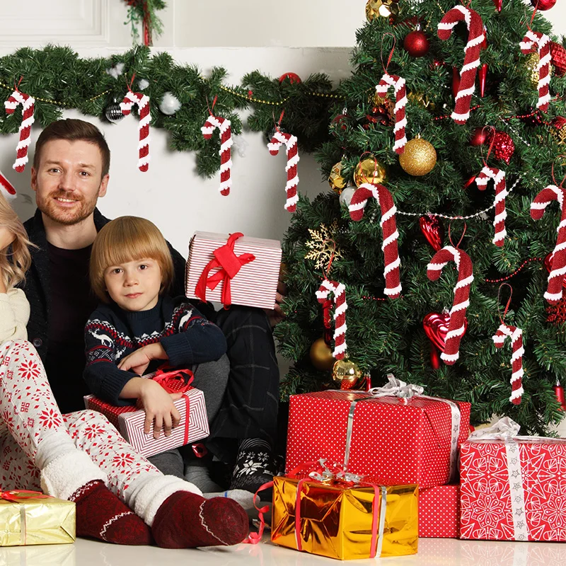 Christmas Red White Candy Cane Pendants Xmas Tree Hanging Ornaments 2025 Christmas Decoration For Home New Year Holiday Gifts