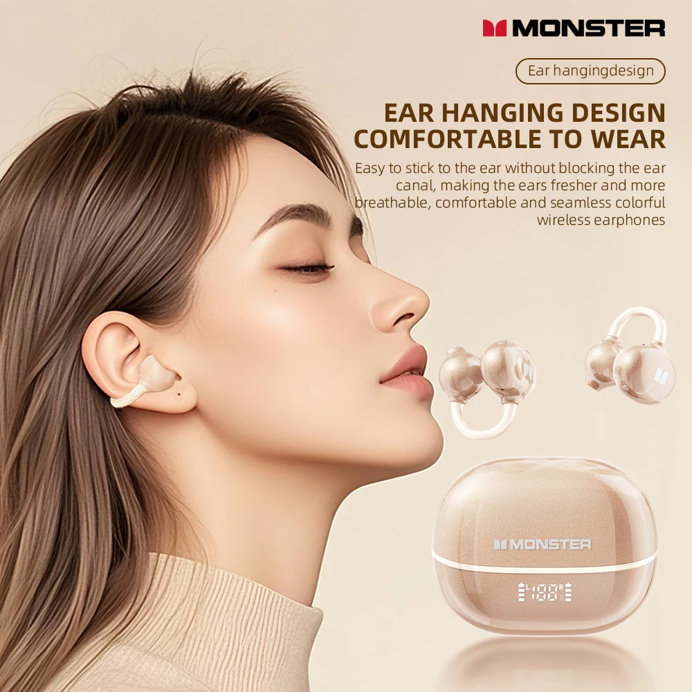 Monster Airstar M100 Gaming Ear Clip Earbuds Wireless Bluetooth 5 4 Headphoneshifi Stereo Hd Call Sports Earphones For Xiaomi, Alina Gadgets