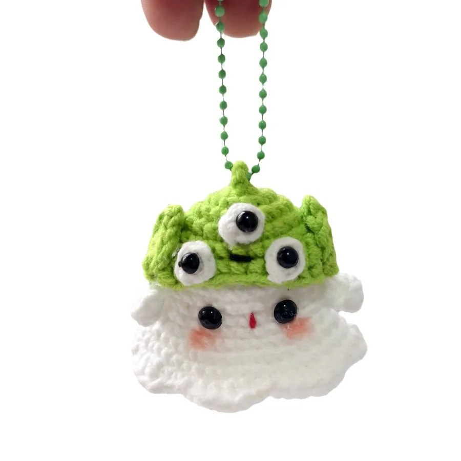 Halloween Cute Ghost Crochet Dolls Hand-woven DIY Amigurumi Finished Bag Pendant Decor Car Interior Ornaments Phone Pendant