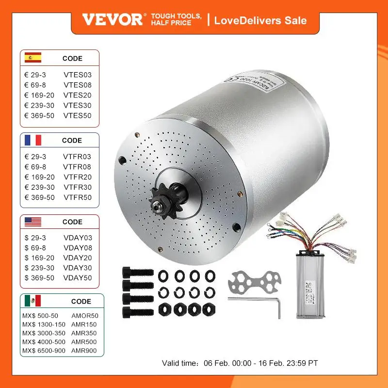 Vevor Motore Elettrico Corrente Continua Senza Spazzole Con Controllore 48V 72V 1800W 2000W 3000W Alta Velocità A Basso Rumore Per Scooter Elettrico G