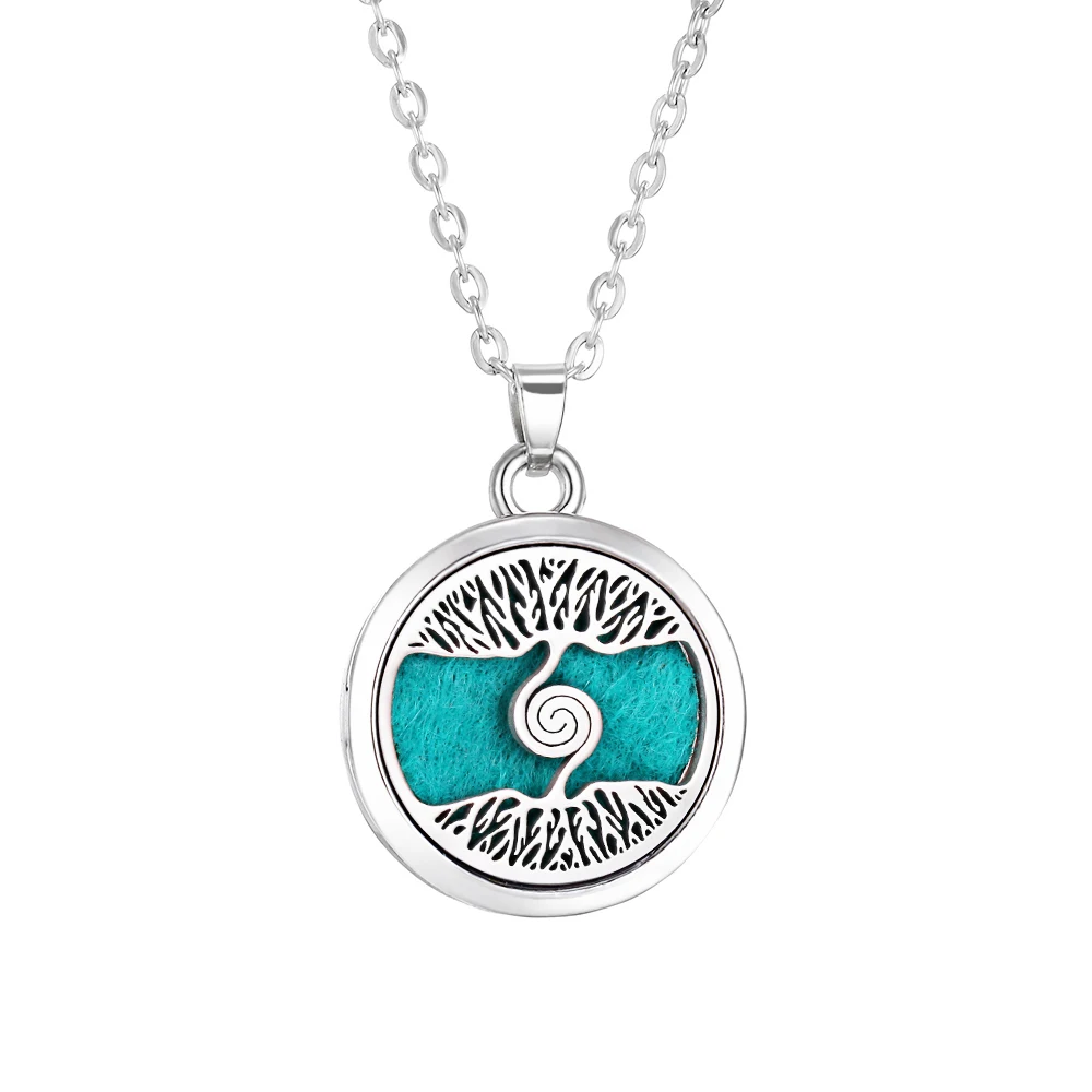 Tree of Life Aromatherapy Necklace - Essential Oil Diffuser Locket in Stainless Steel