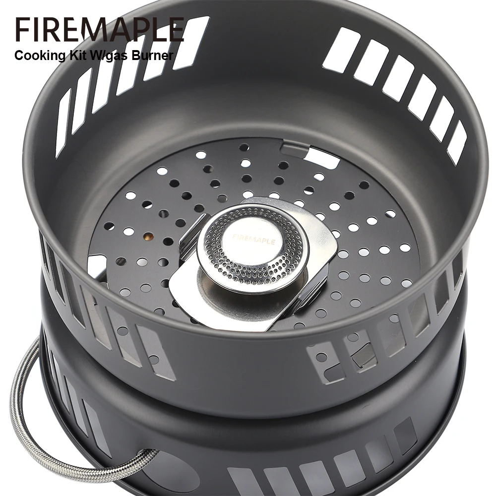 Feuer-Ahorn-Kochset mit Gasbrenner, Kochgeschirr-Set, Outdoor-Herd, Camping-Topf-Set, Kochsystem für Wandern, Camping und Picknick – Detail 5