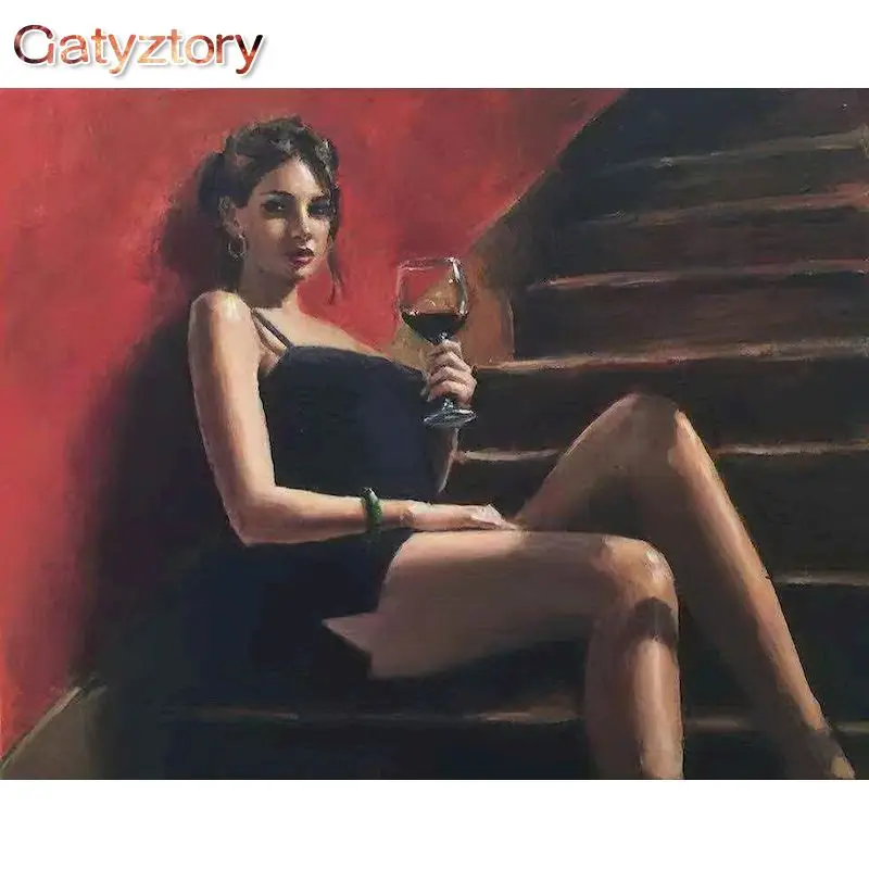 

GATYZTORY Oil Painting By Numbers Figure Woman Hand Painted Abstract Pictures By Number On Canvas Home Decoration DIY Gift