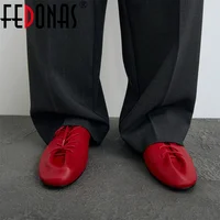 FEDONAS – chaussures plates en cuir véritable pour femmes, chaussures décontractées en cuir souple à nouages croisés, mocassins à la mode pour femmes 1