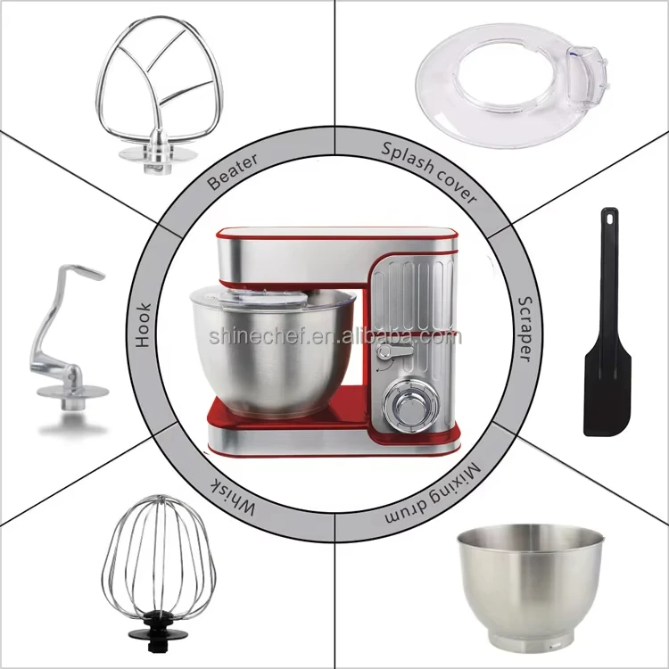 Multifunction Stainless Steel Bowl Kitchen Stand Mixer 6 Speeds 6.5L Professional Cake Food Mixer
