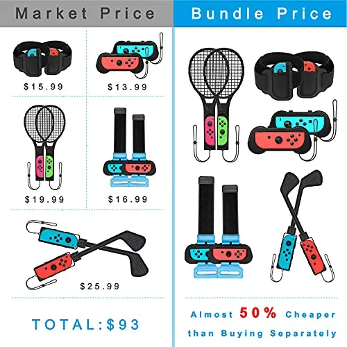Switch Sports Accessories Bundle-Uxilep 10 in 1 Family Accessories Kit for Nintend Switch Sports Games : Golf Clubs