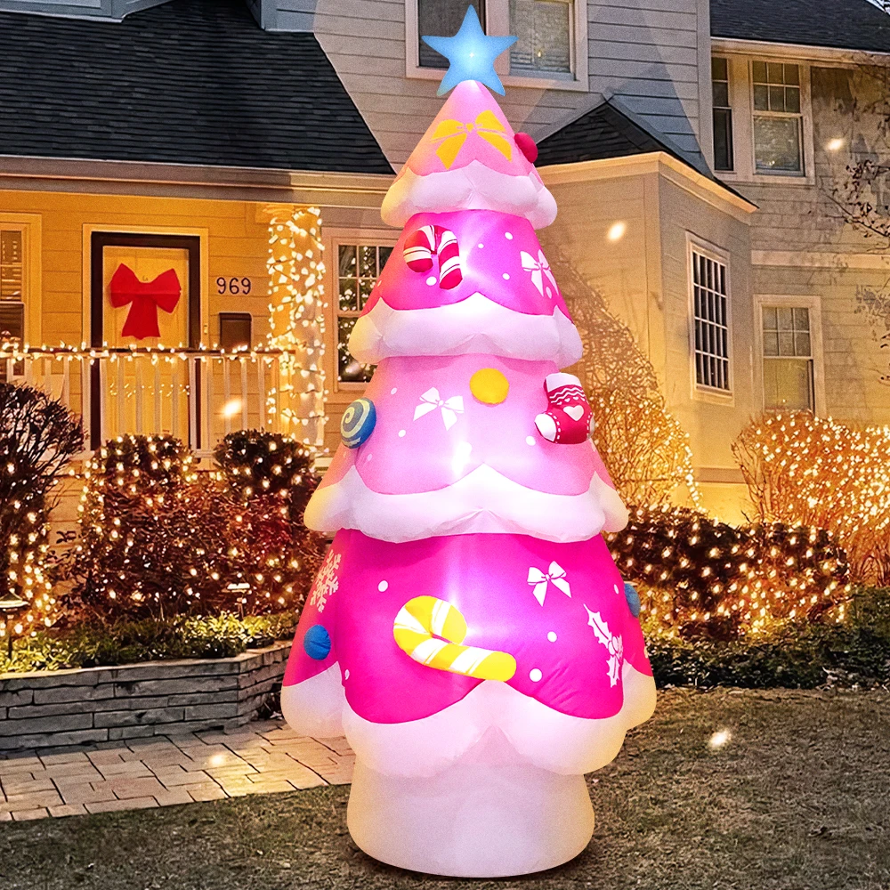 Merry Christmas Tree Arch Santa Claus Sleigh Inflatable Decoration Home Outdoor With LED Light New Year Garden Party Decor Gifts