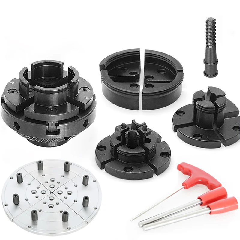 Woodworking lathe chuck wood rotary chuck 4 inch 6 inch self-centering linkage bevel gear chuck round claw 4 four claw chuck