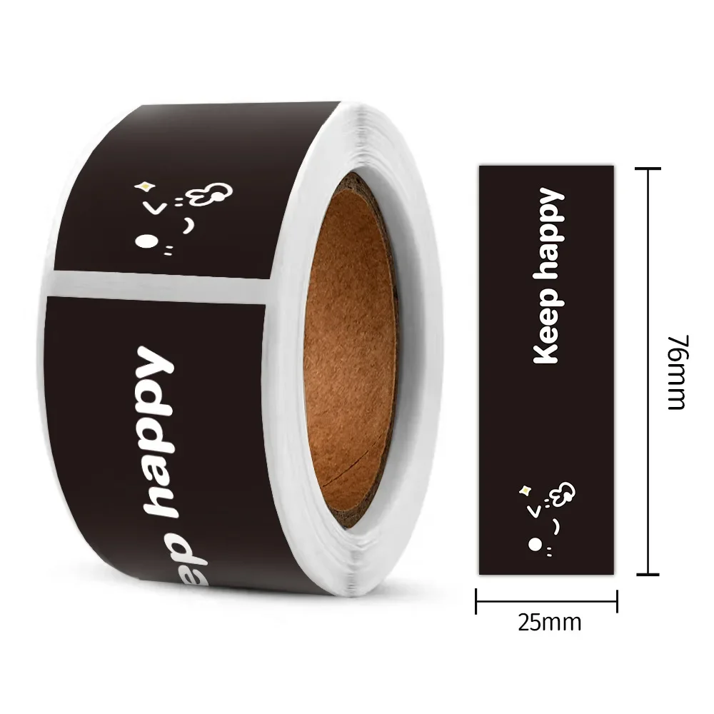 120pcs/roll Simple Keep Happy 스티커 감사합니다 선물 장식 씰링 스티커 직사각형 라벨 핸드 계정 재료