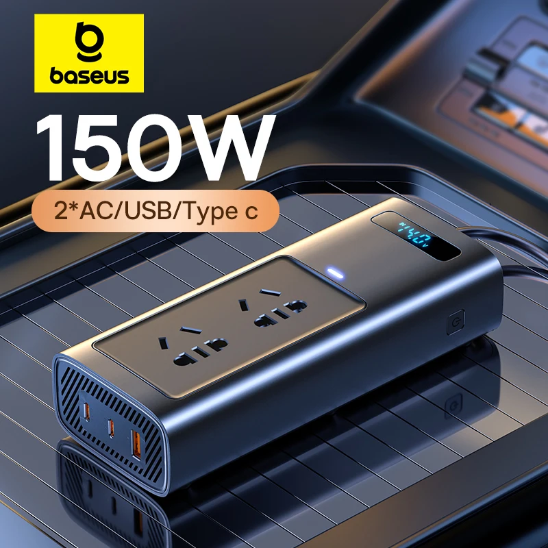 Prius Inverterbaseus 150w Car Inverter With Usb & Type-c Fast Charging -  220v Ac Power Adapter