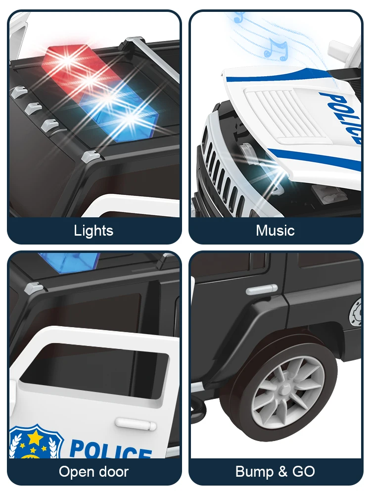 High Simulation Siren Police Cars Kid Electric SUV Model Music with Lights Car Children‘s Puzzle Toys Birthday Gifts for Boys 5