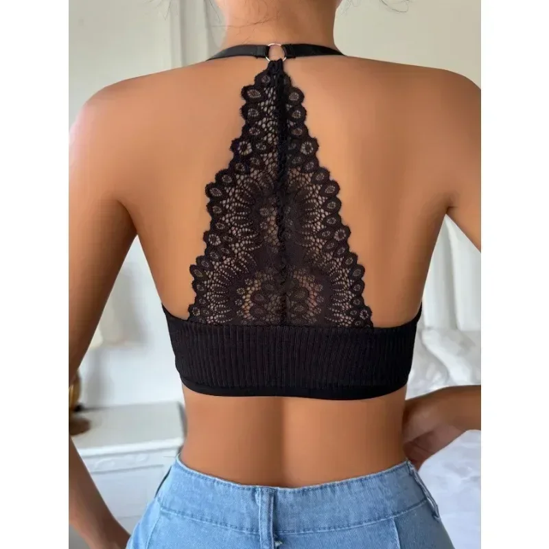 Europe and The United States Lingerie Bra Lace Lingerie Seamless Bra Lace Lingerie Set Vest on The Collection of Deputy Breast Straps Adjustable Bra for Women