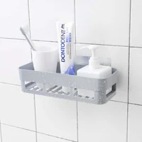 Bathroom Storage Rack Self Adhesive Shelf Kitchen Wall Corner Organizer Seasoning Bottles Holder Home Organization Accessories 2