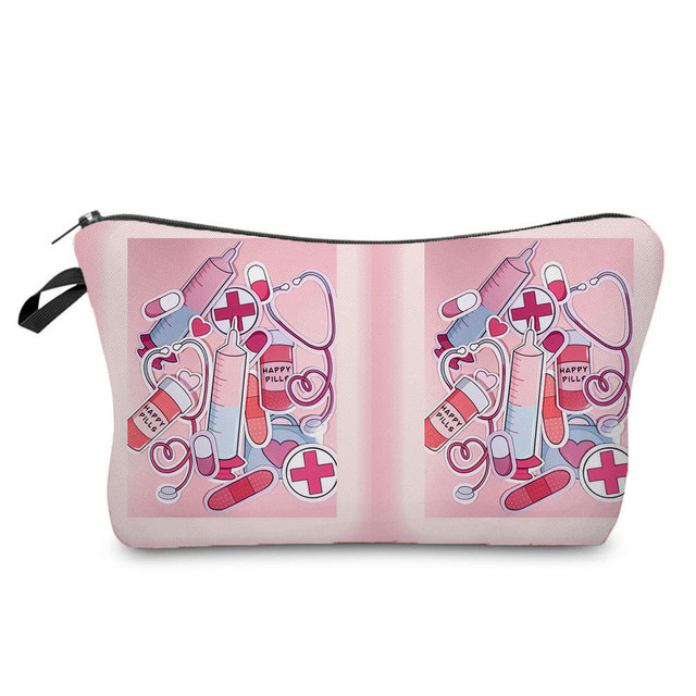 First Aid Kits Students Stationery Bag Case Floral Printed Medical Patch Pills Bag for Nurses Cards Cosmetic Bag