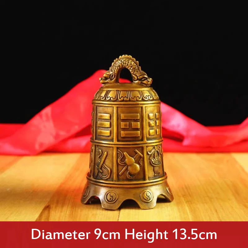 Pure copper Eight Immortals Buddhist Artifacts Temple Copper Treasures Copper Pendant Peace Small Bell Home Door Decoration, 1Pc