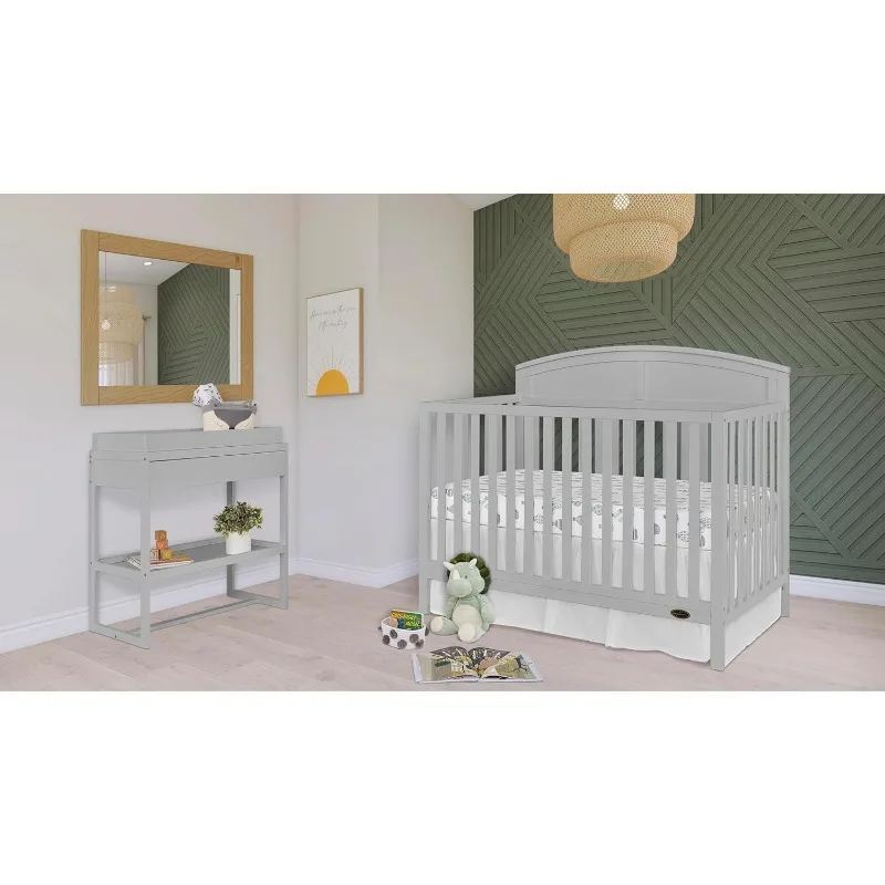 5 in 1 Convertible Crib in Pebble Grey, JPMA & Greenguard Gold Certified, Built of Sustainable Pinewood 6