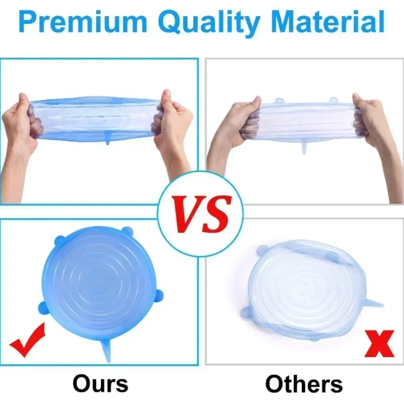 Food Cover Fresh Keeping Cover Preservation Cover 6PCS Food Grade Silicone Preservation Cover Reusable Vegetable Fruit Preservation Cover Multifunctional Cling Film Kitchen