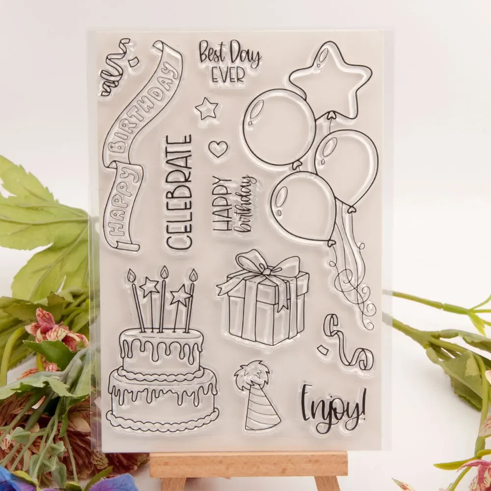 Clear Stamps Clear Rubber Stamps Birthday Cake Clear Stamps for DIY Crafts