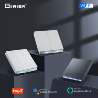 GIRIER Smart Wall Switch Wifi Light Switch Neutral Wire Required Button Switches 1/2/3/4 Gang Supports Tuya APP Alexa Hey Google 1