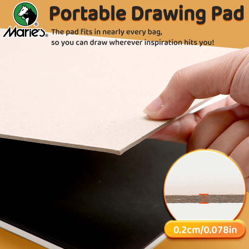 Marie's Acrylic Marker Pad,30 Sheets White and Black 32 lb/120 gsm Drawing Papers,Bleedproof Sketchbook for Alcohol Markers 4