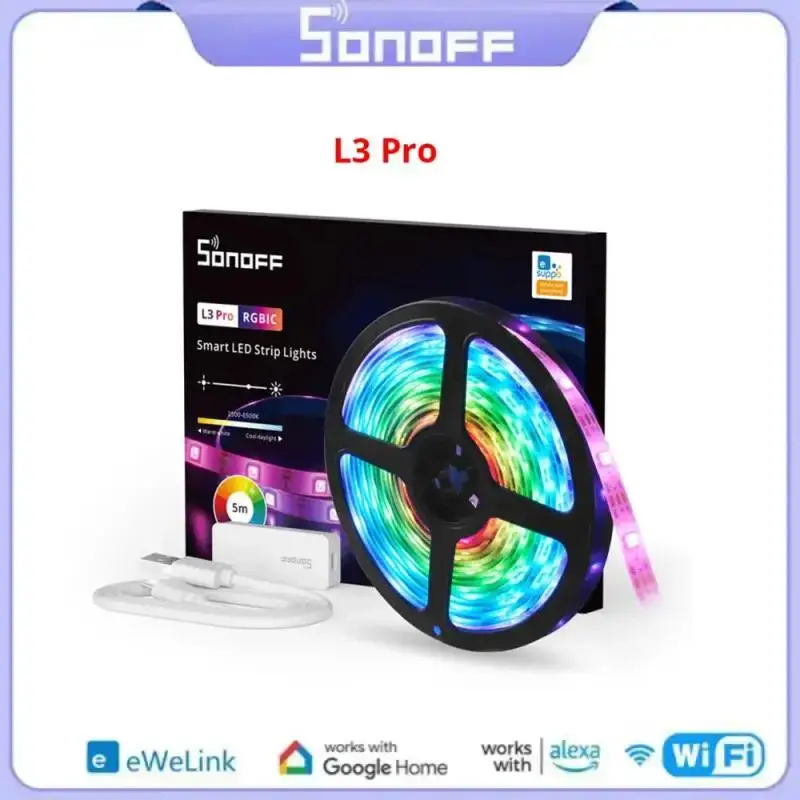 

SONOFF L3 Pro 5M WiFi Smart LED Strip Light Flexible RGB Light Decoration LED Lamp Tape Control Via Ewelink Alexa Google Home