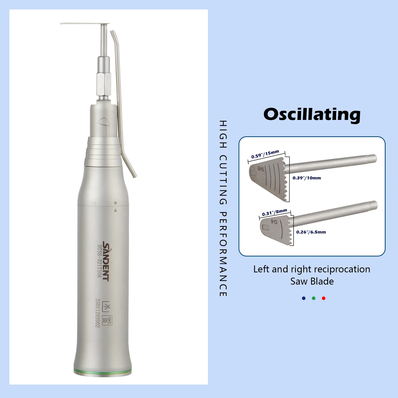 Dental Micro Saw Surgical Handpiece 3.4:1 Reduction Reciprocating 12° Left & Right Reciprocation E-Type