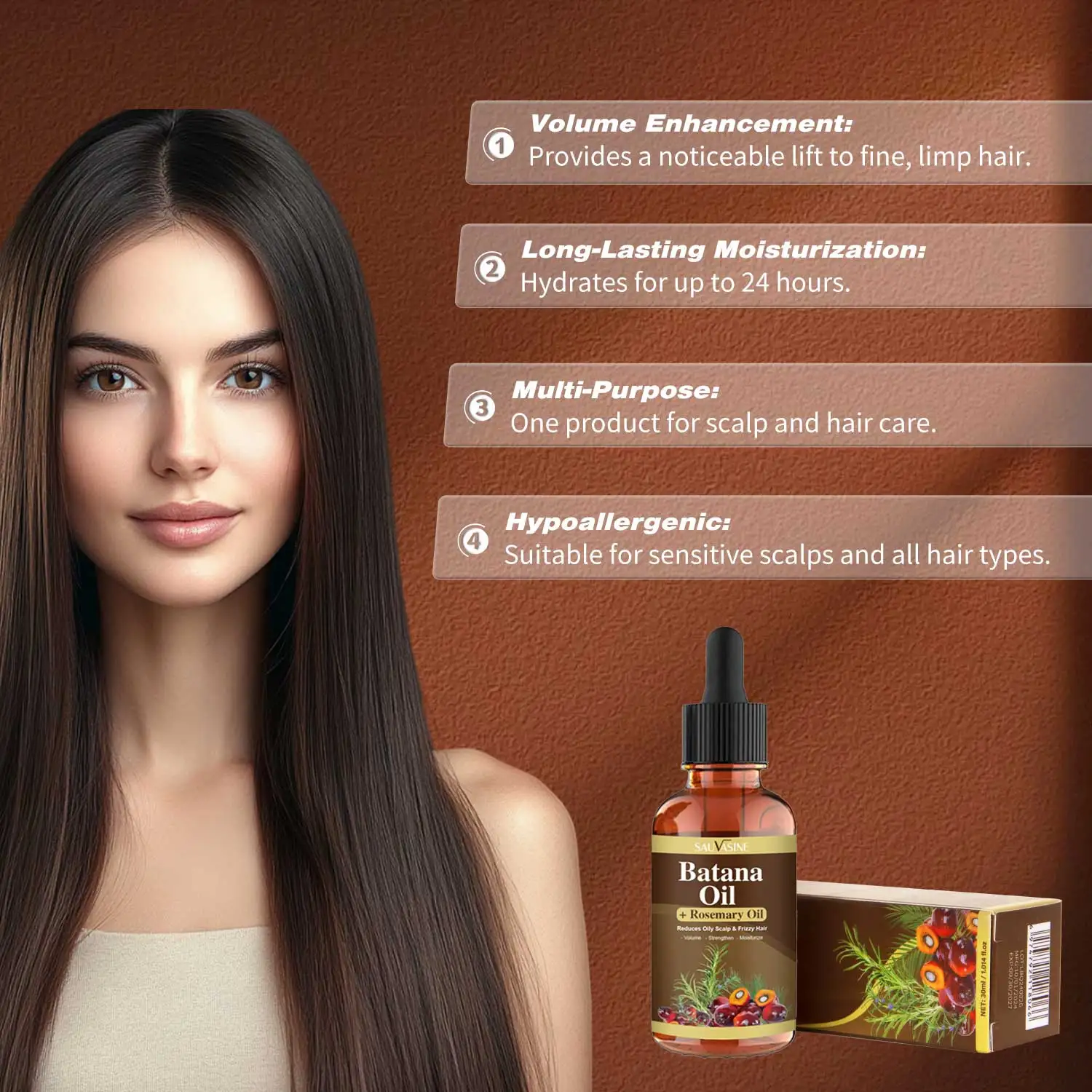 Hair essence oil hair growth oil hair oil 30ML Batana Oil with Rosemary for Hair Growth Reduce Hair Loss Organic Oil for Strengthening Scalp Moisturizing Care