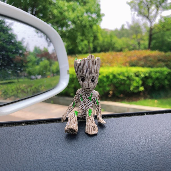 Car Interior Decoration Personality Groot Action Figure Sitting Model Anime Mini Doll Car Goods Interior Decoration Accessories B