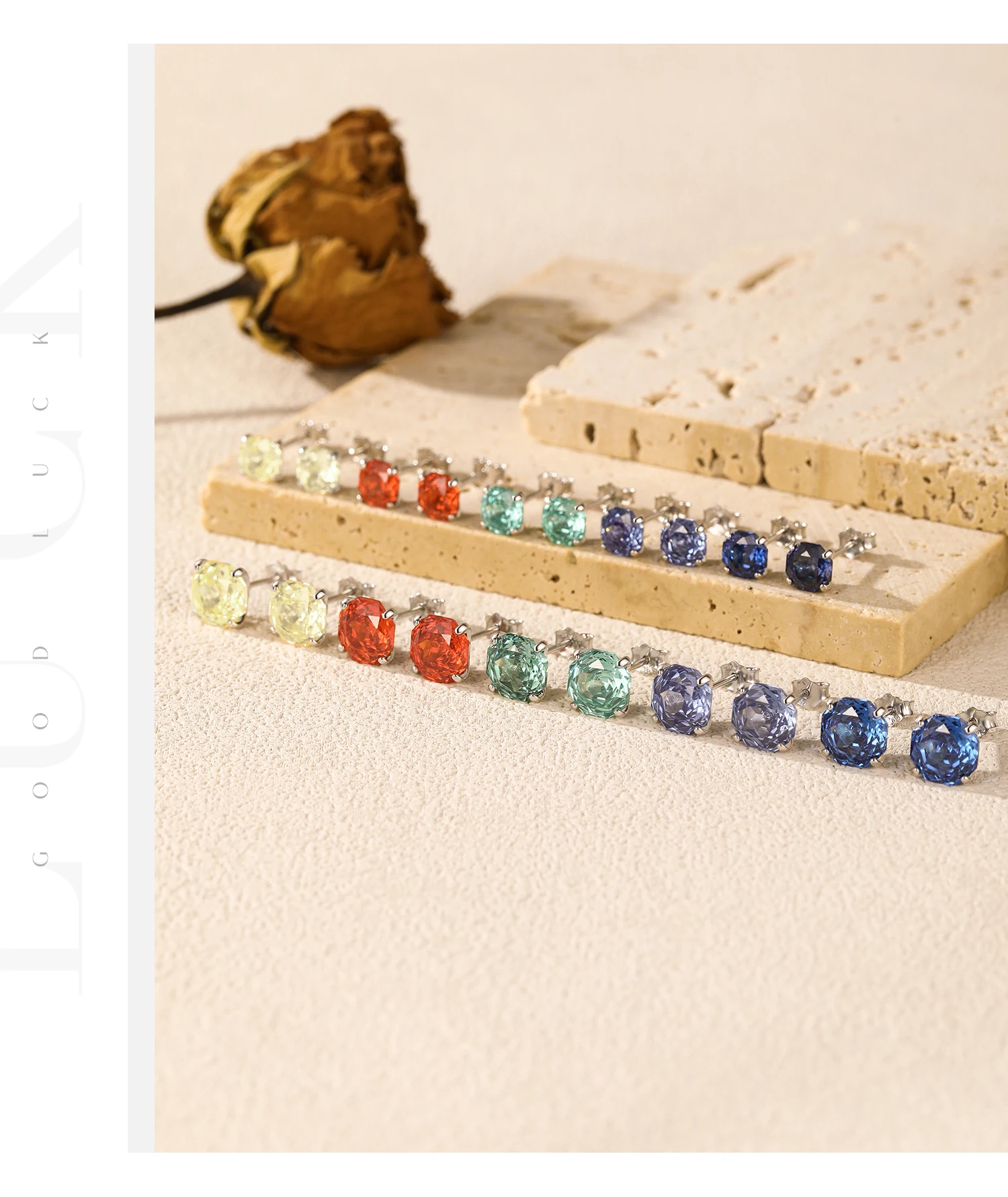 MODIAN Modische Ohrstecker aus 925er-Sterlingsilber, funkelnd, bunt, Rosenschliff, Zirkonia, achteckig, modisch, für Damen und Herren, edler Schmuck – Detail 6