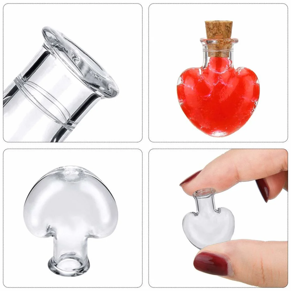 Glass Bottles Mini Glass Bottles 10pcs 22x26mm Glass Bottles Heart Shape Clear Drifting Bottles with Cork Stoppers Wedding Party Supplies
