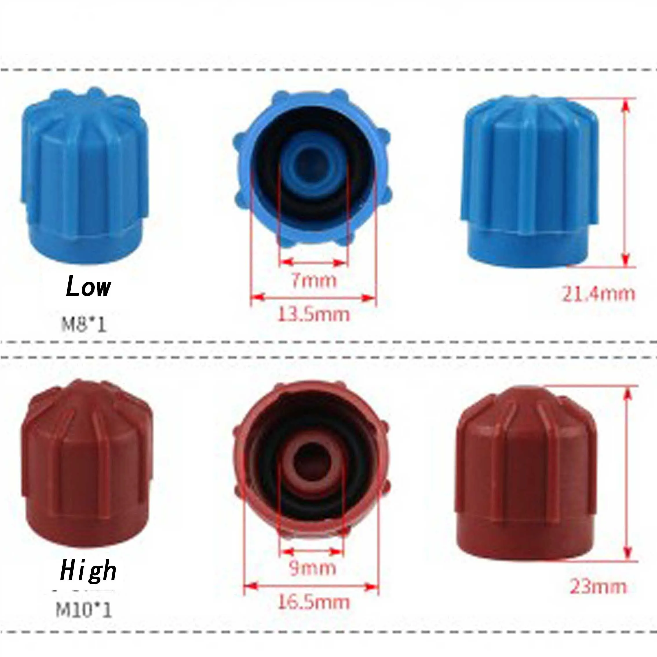 M8X1 M10X1 R134a A/C Valve Covers High/Low Pressure Hoses Seat Valve Cap Dust Hat For BMW Audi Mercedes-Benz Volkswagen Sagitar