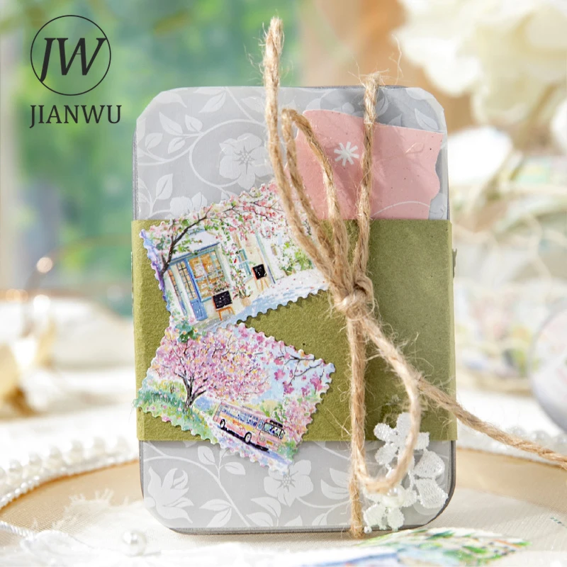 JIANWU 자연 스탬프 시리즈 빈티지 시즌 식물 꽃 눈 풍경 재료 콜라주 테이프 크리에이티브 DIY 저널 문구