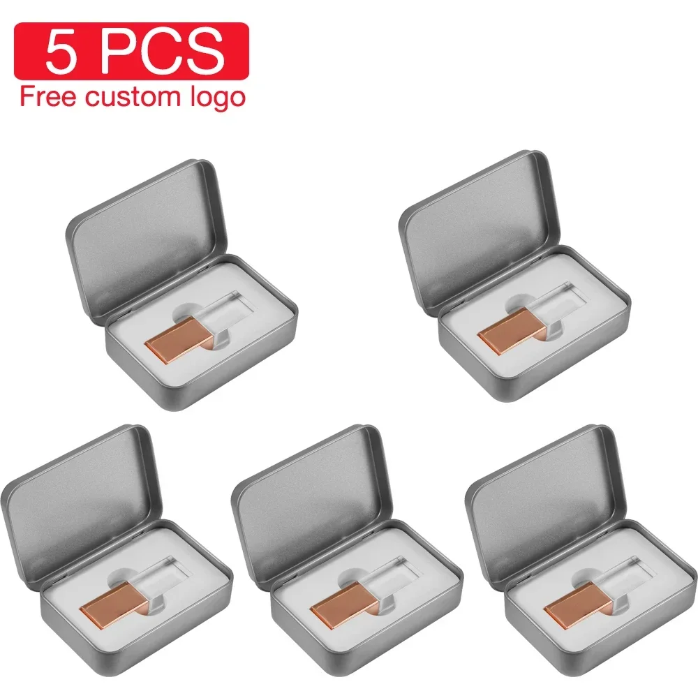 

JASTER 5 PCS LOT Free Custom Logo USB Flash Drive 128GB Iron Box Memory Stick 64GB Business Gift Pen Drive 32GB Pendrive 16GB