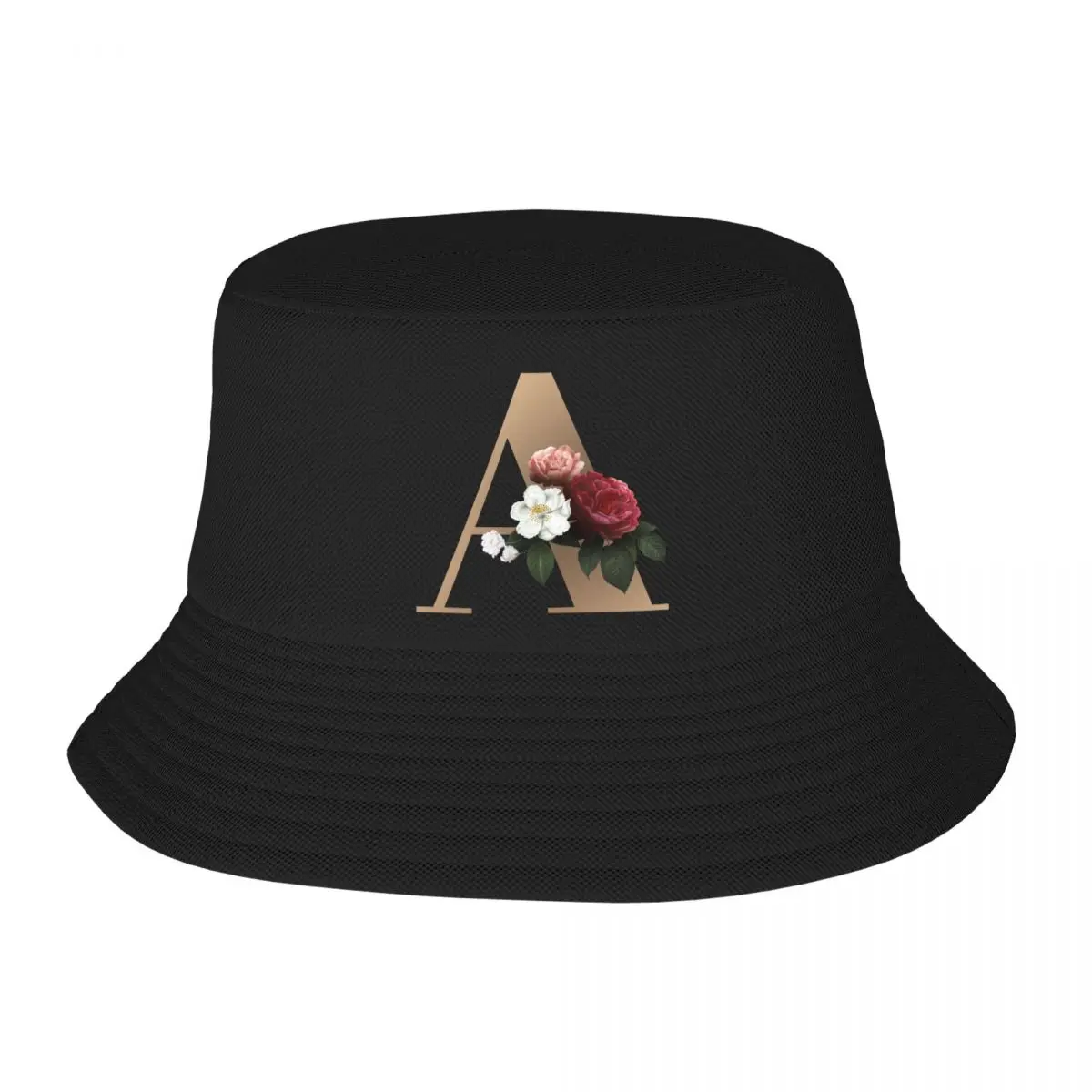 

Flower Letter A Bucket Hats Street Fishing Hat Bob Reversible Panama Hat Outdoor Sunbonnet Beach Cap Mom Pattern