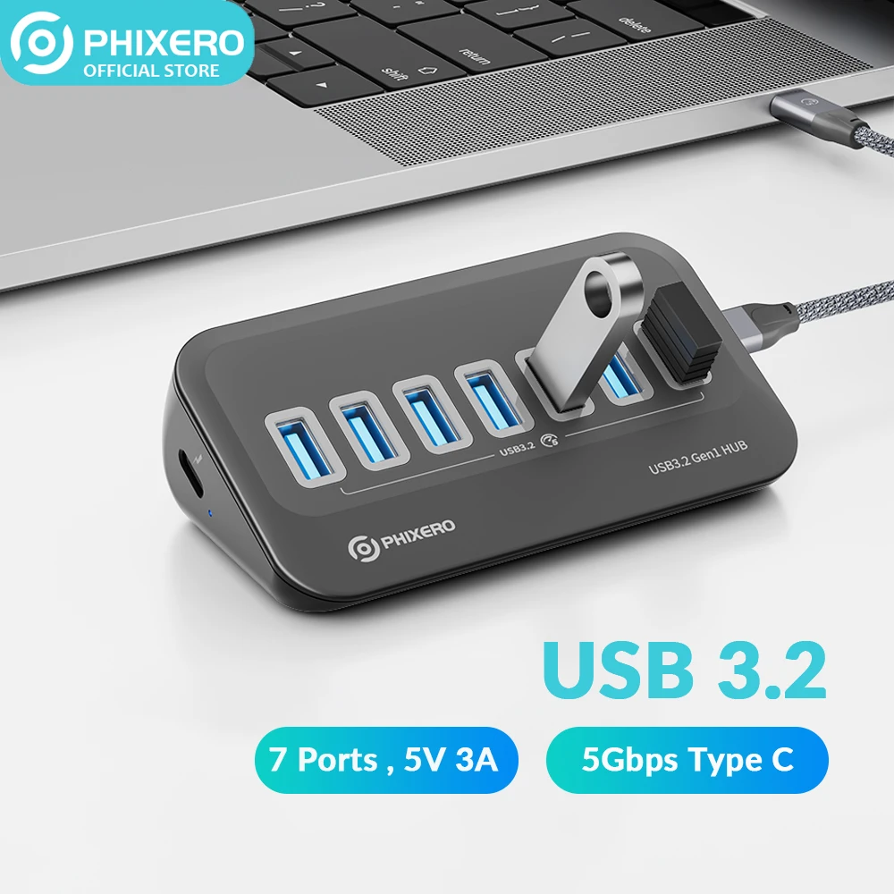 Phixero-multi Portas Docking Station Hub tipo c Splitter Adaptador Tomada Vários Otg 3.0 com Leitor de Cartão sd para Laptop pc Usb 3.2