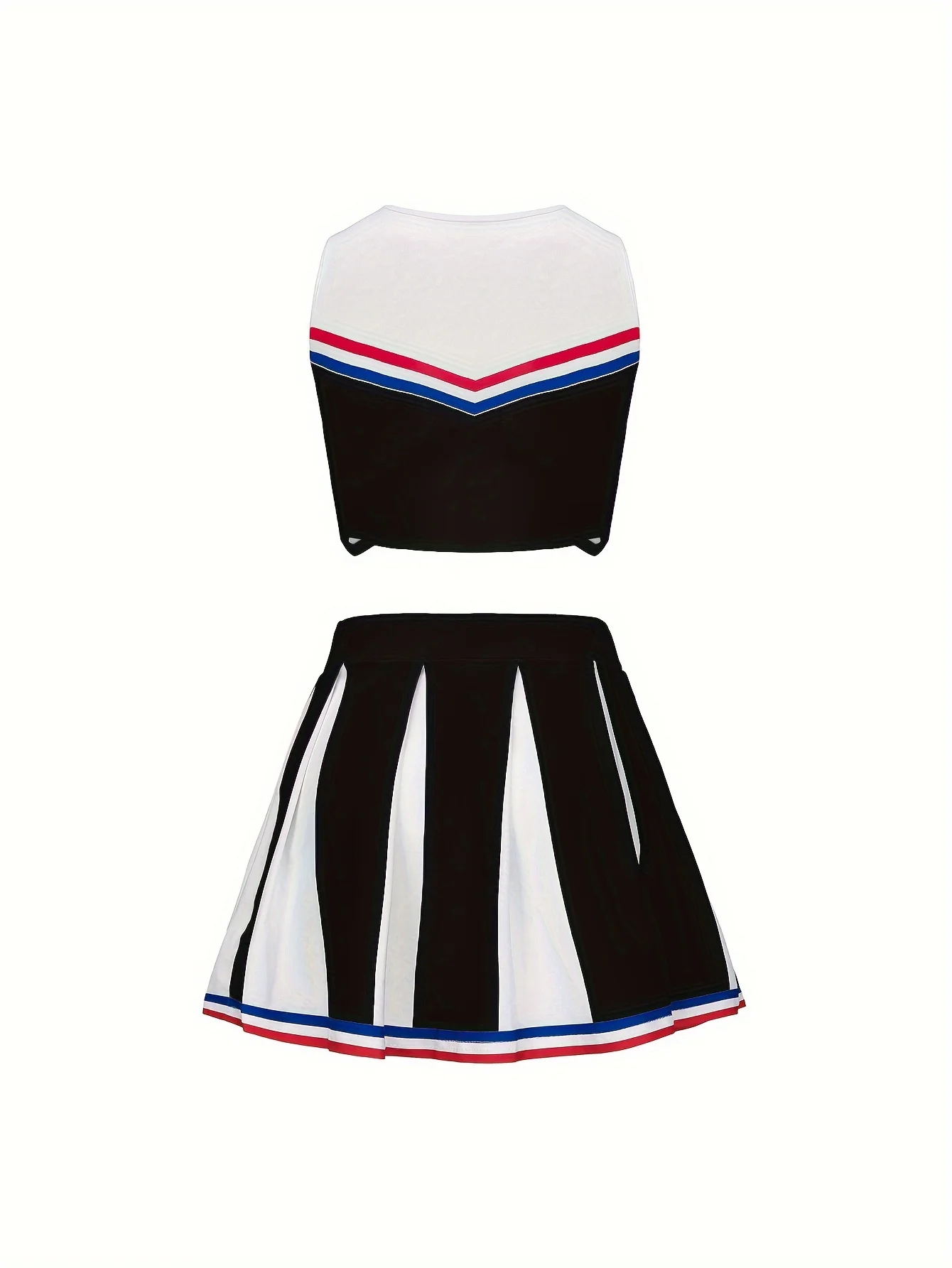 Sleeveless Cheerleader Short Skirt Set Girls Kids Holiday Party Cute Homecoming Season Sports Performance Costume Send Pom Pom