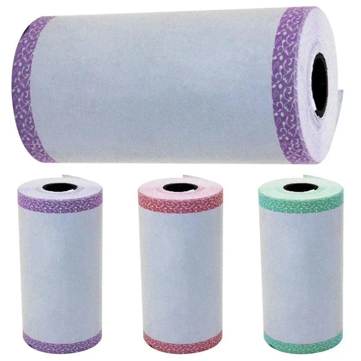 

3 Rolls Color Thermal Paper Mini Printer Paper Rolls 57 * 30 Color Edge Sticky Self-adhesive for Paperang P1 Peripage A6/A8